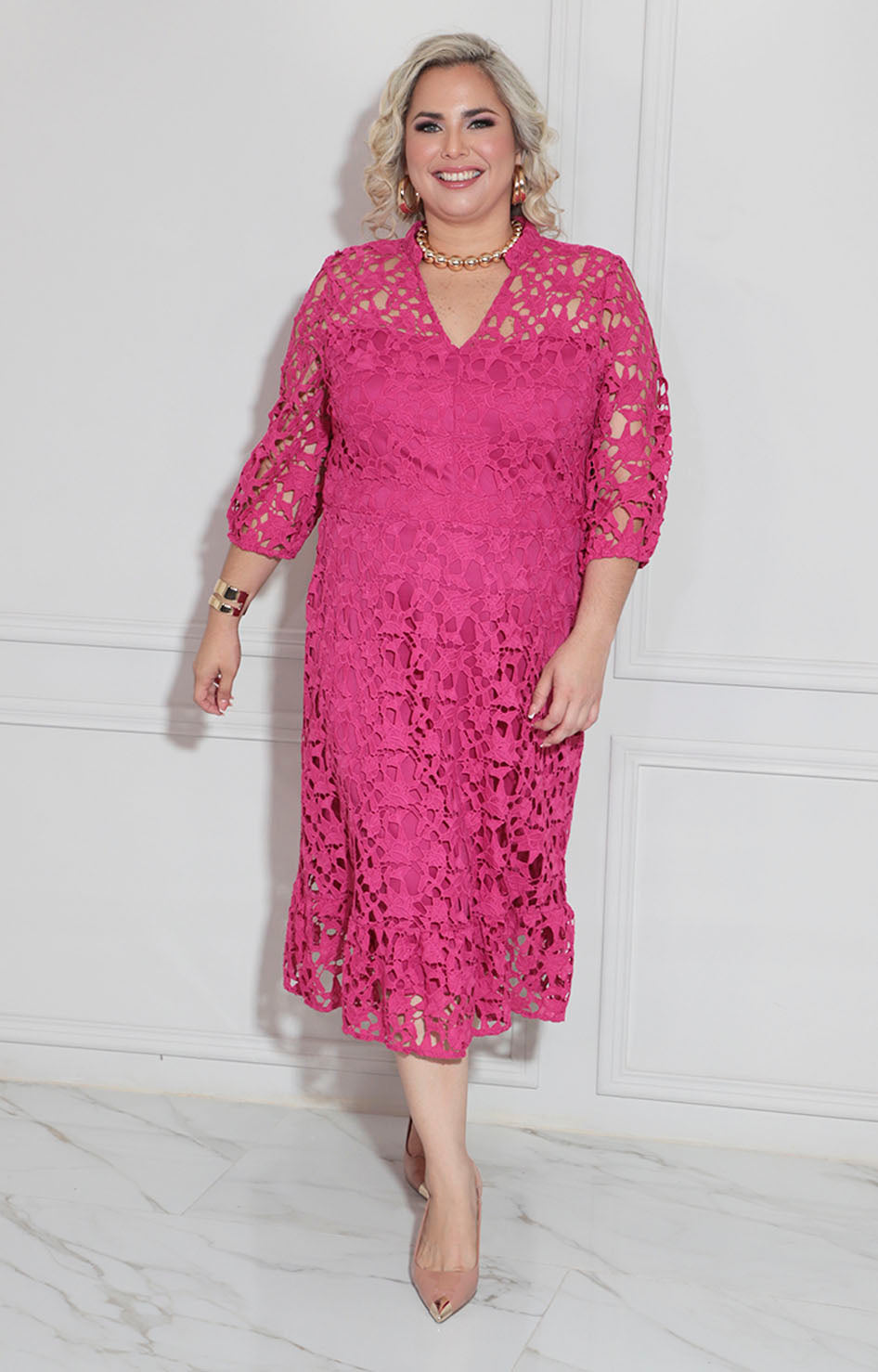 Vestido fucsia de encaje - VESTIDO XL Boutiquemirel 