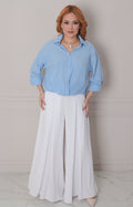 Blusa azul con manga larga - BLUSA REGULAR Boutiquemirel 