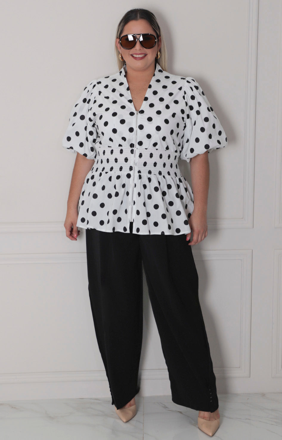 Blusa polka dots - BLUSAS CURVY Boutiquemirel 