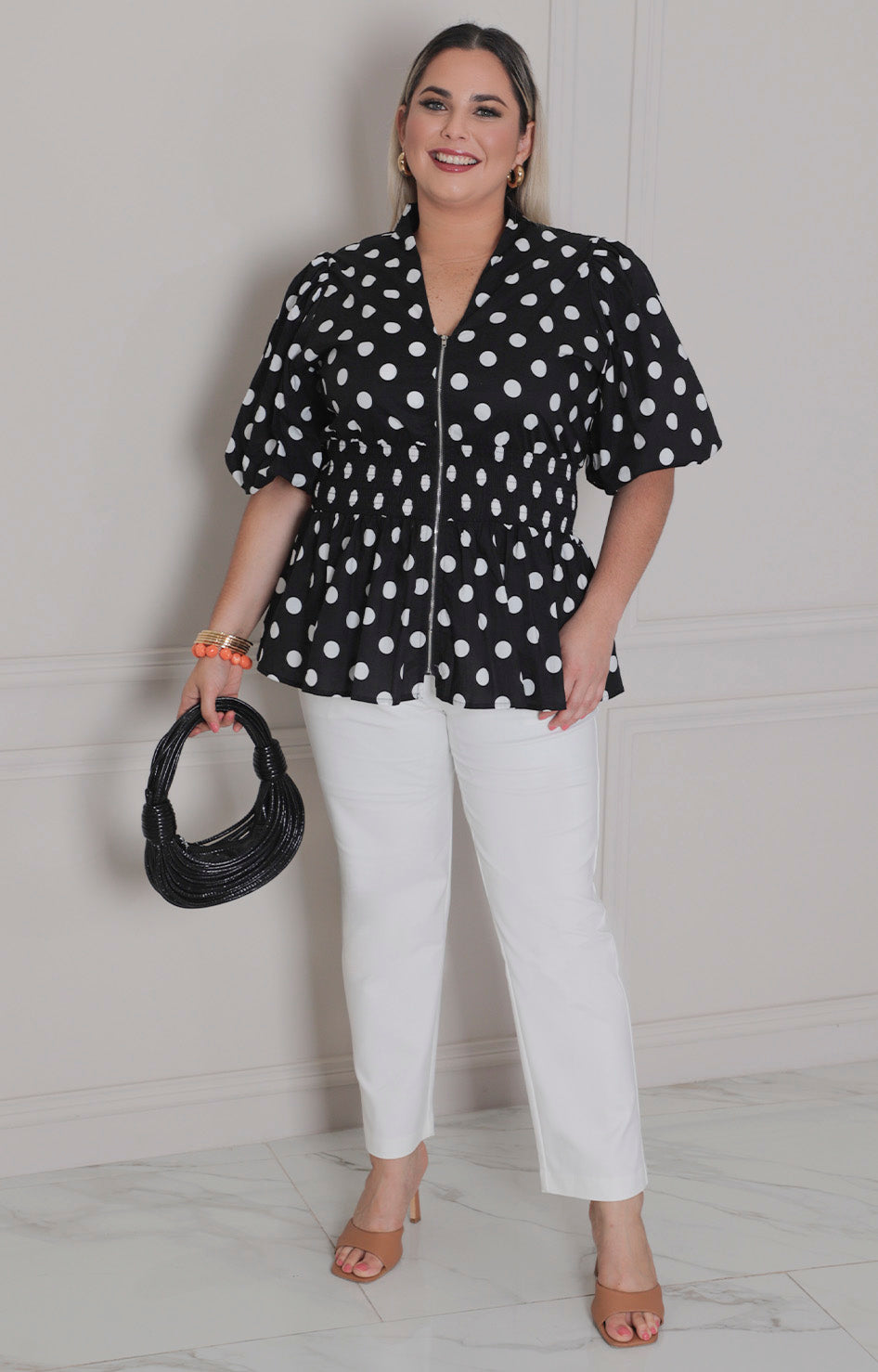 Blusa polka dots - BLUSAS CURVY Boutiquemirel 