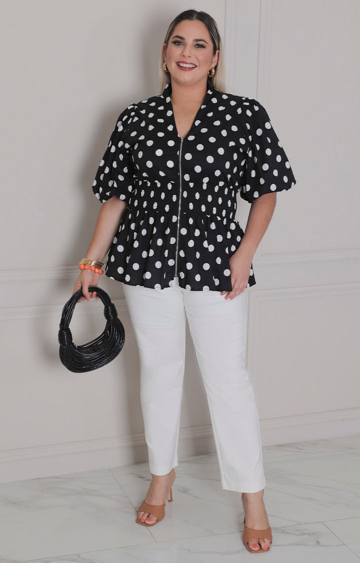 Blusa polka dots - BLUSAS CURVY Boutiquemirel 