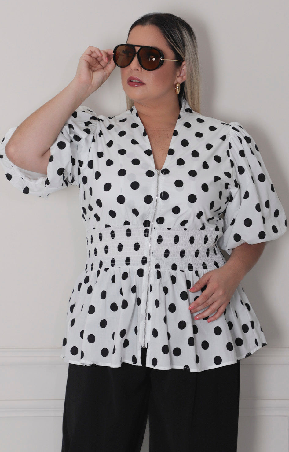 Blusa polka dots - BLUSAS CURVY Boutiquemirel 