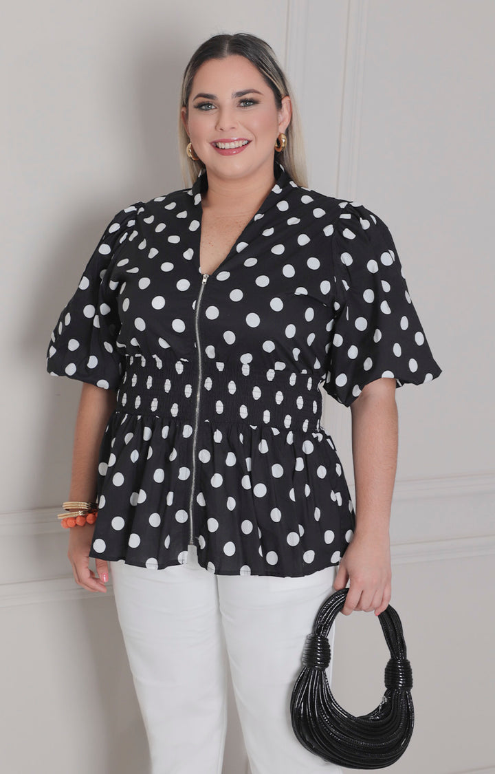 Blusa polka dots - BLUSAS CURVY Boutiquemirel 