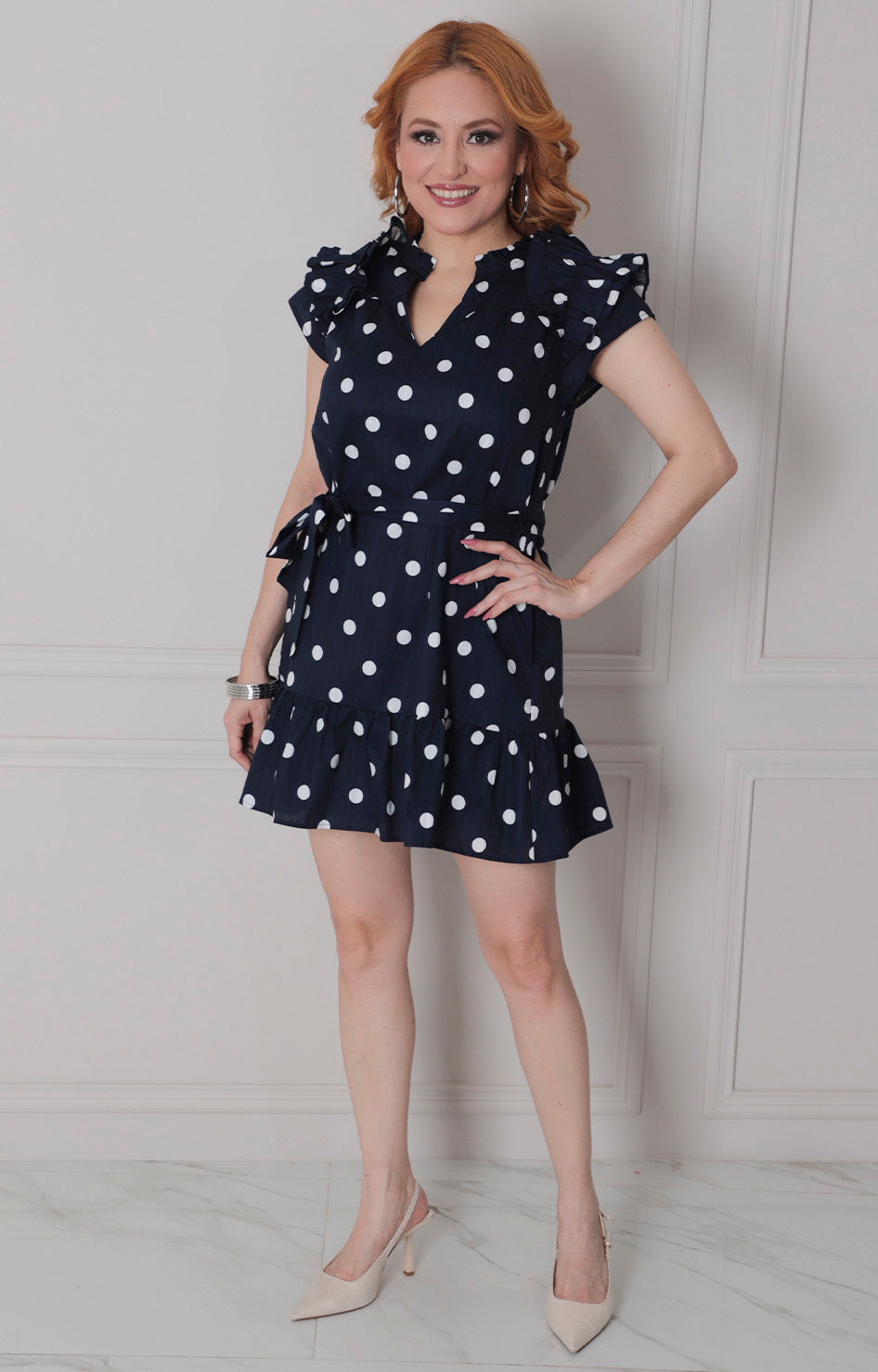 Vestido azul marino polka dots - VESTIDO CORTO REGULAR Boutiquemirel 