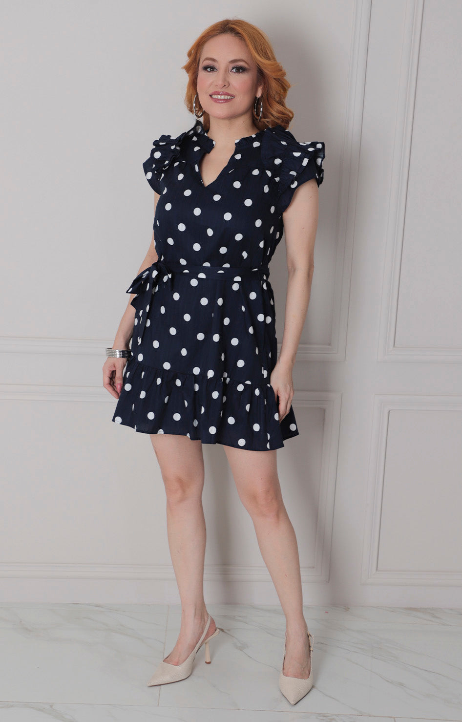 Vestido azul marino polka dots - VESTIDO CORTO REGULAR Boutiquemirel 