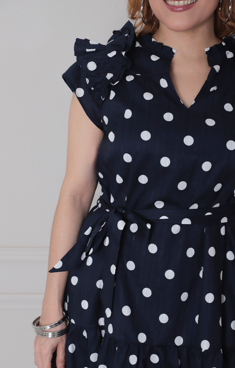 Vestido azul marino polka dots - VESTIDO CORTO REGULAR Boutiquemirel 