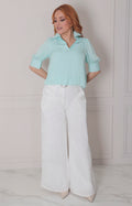 Pantalòn blanco con cinturòn - PANTALON REGULAR Boutiquemirel 