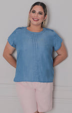 Blusa de mezclilla con mangas - BLUSAS CURVY Boutiquemirel 