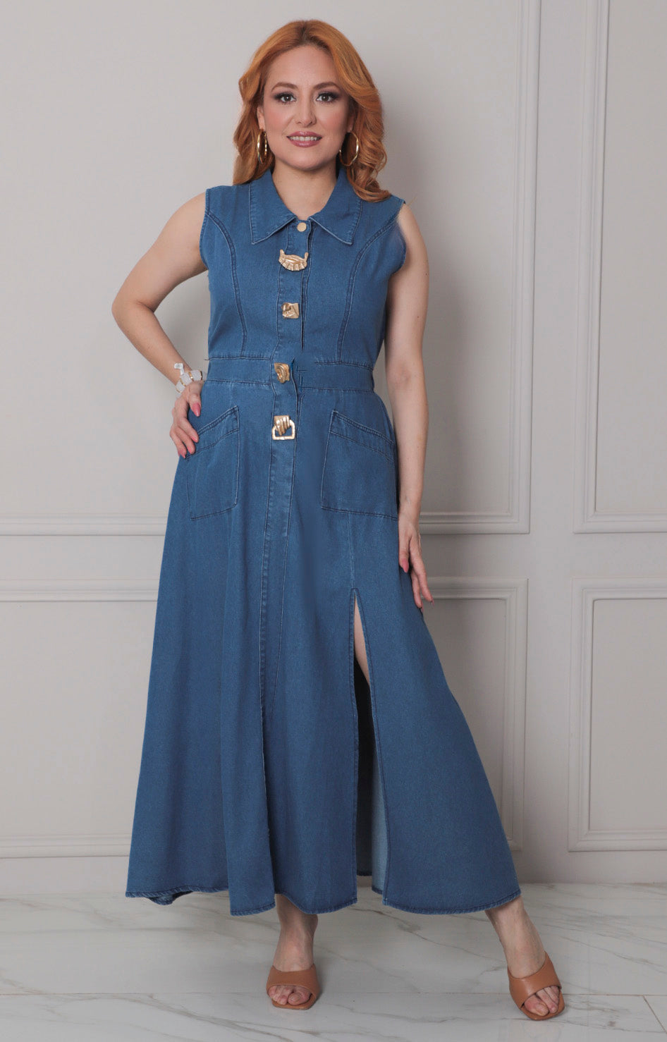 Vestido azul de mezclilla - VESTIDO LARGO REGULAR Boutiquemirel 