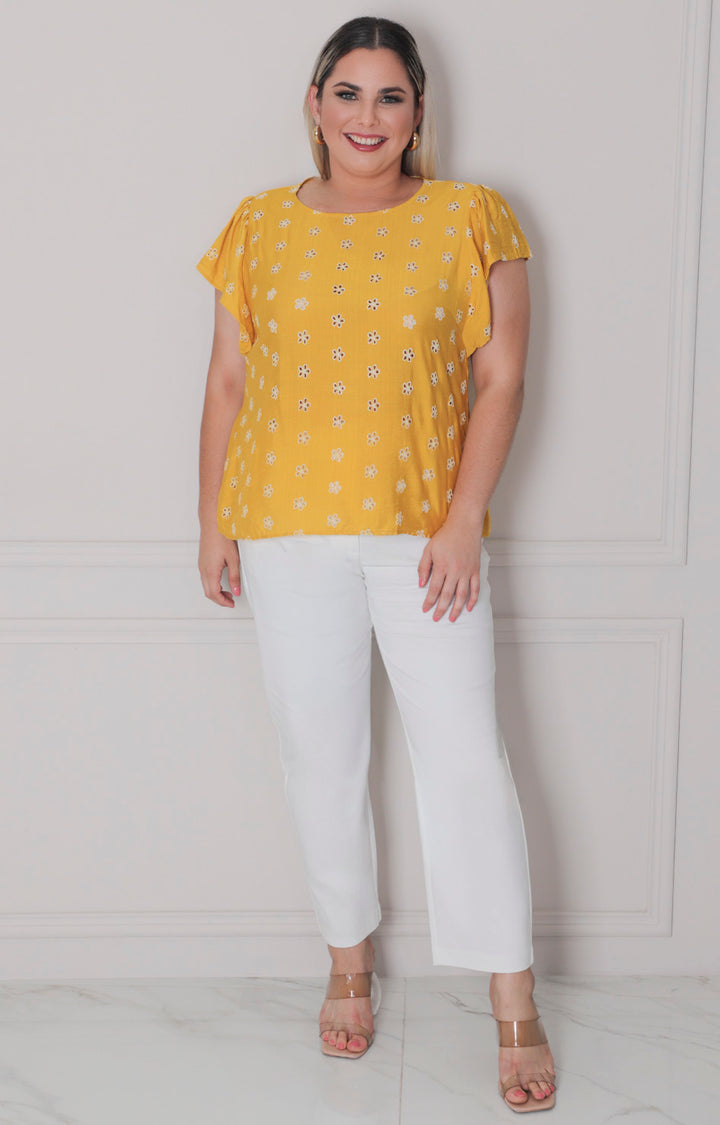 Blusa estampada con mangas volante - BLUSAS CURVY Boutiquemirel 