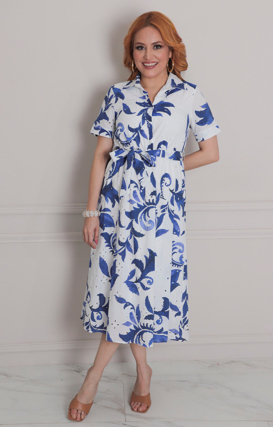 Vestido azul estampado con lazo - VESTIDO CORTO REGULAR Boutiquemirel 