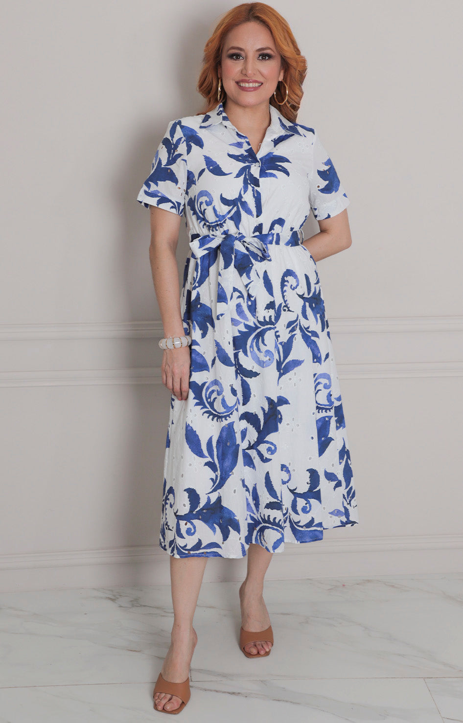 Vestido azul estampado con lazo - VESTIDO CORTO REGULAR Boutiquemirel 