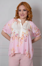 Blusa rosa estampada de botones - BLUSAS REGULAR Boutiquemirel 