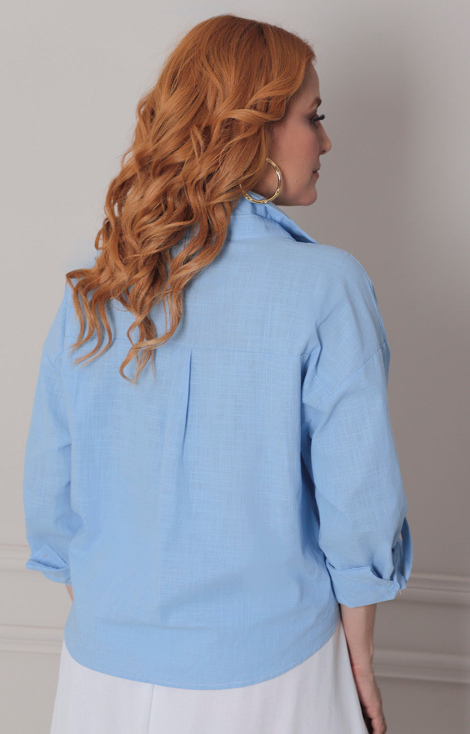 Blusa azul con manga larga - BLUSA REGULAR Boutiquemirel 