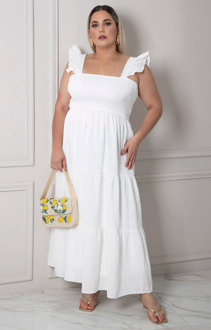 Vestido blanco de tirantes - VESTIDO LARGO CURVY Boutiquemirel 