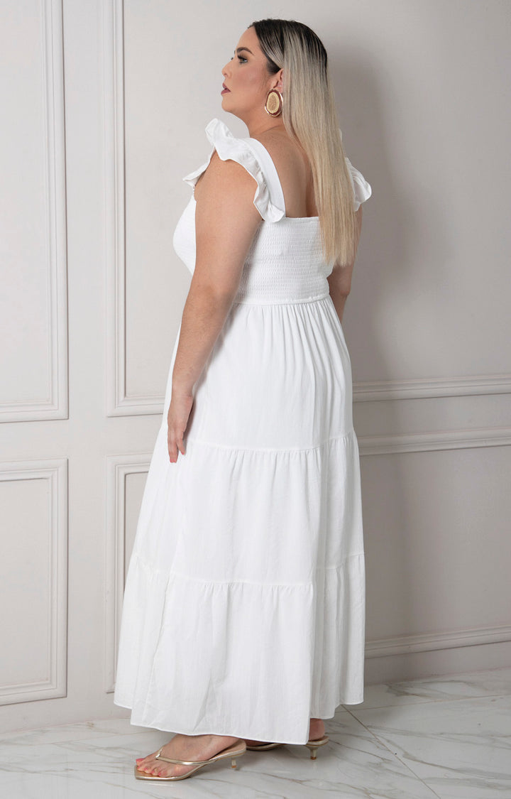 Vestido blanco de tirantes - VESTIDO LARGO CURVY Boutiquemirel 