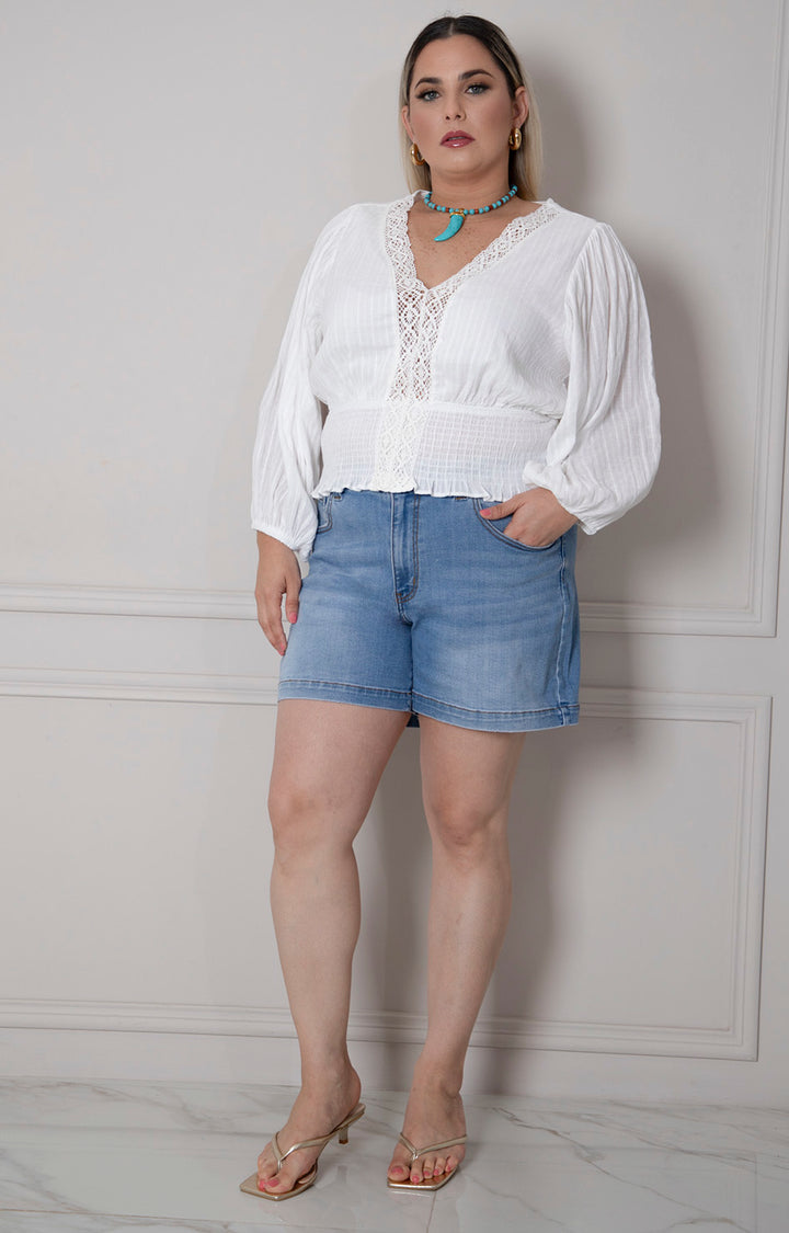 Blusa de manga larga con bordado - BLUSAS CURVY Boutiquemirel 