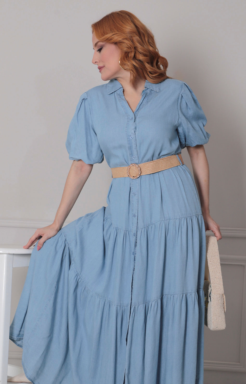 Vestido de mezclilla con x cinturon - VESTIDO LARGO REGULAR Boutiquemirel 