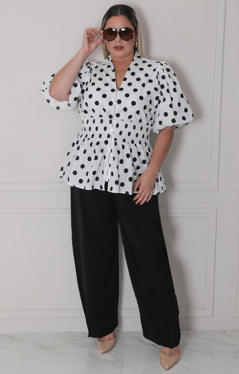 Blusa polka dots - BLUSAS CURVY Boutiquemirel 