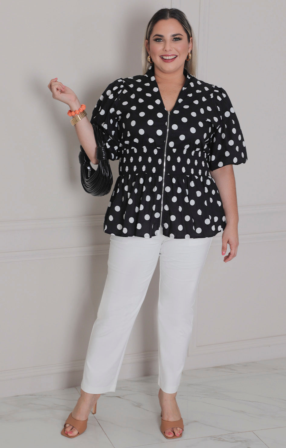 Blusa polka dots - BLUSAS CURVY Boutiquemirel 