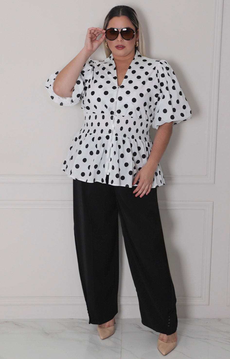 Blusa polka dots - BLUSAS CURVY Boutiquemirel 