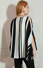 Blusa negra de rayas con manga mariposa - BLUSA Boutiquemirel 