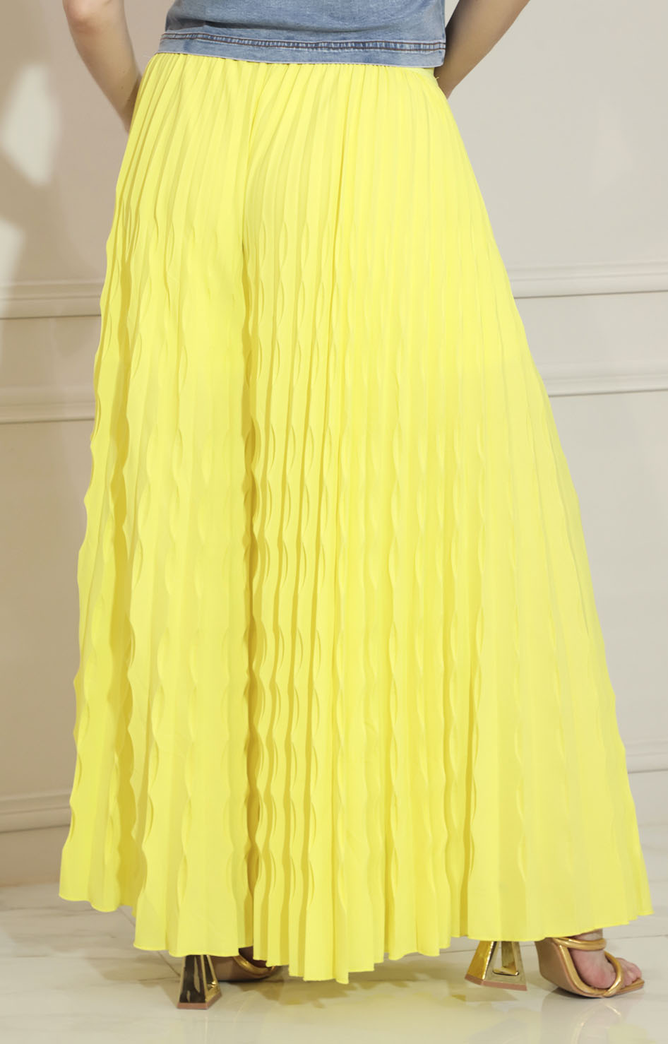 Pantalón amarilla plisado con elástico - FALDA Boutiquemirel 