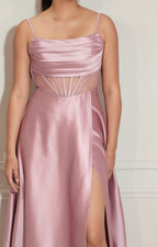 Vestido rosa satinado de gala - VESTIDO Boutiquemirel 