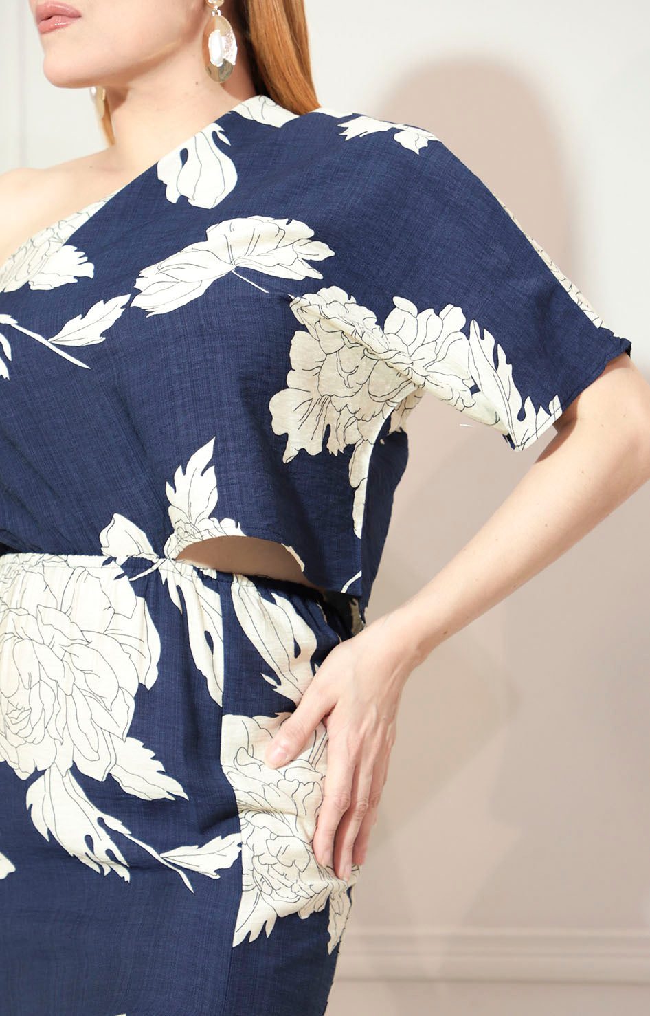 Vestido azul asimétrico estampado con elástico - VESTIDO Boutiquemirel 