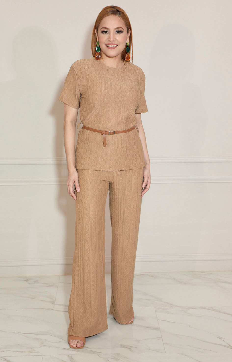 Conjunto beige tejido con cinturón - CONJUNTO Boutiquemirel 