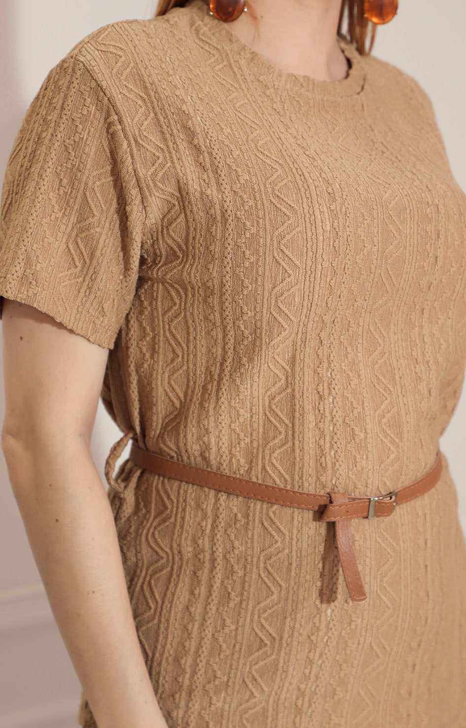 Conjunto beige tejido con cinturón - CONJUNTO Boutiquemirel 