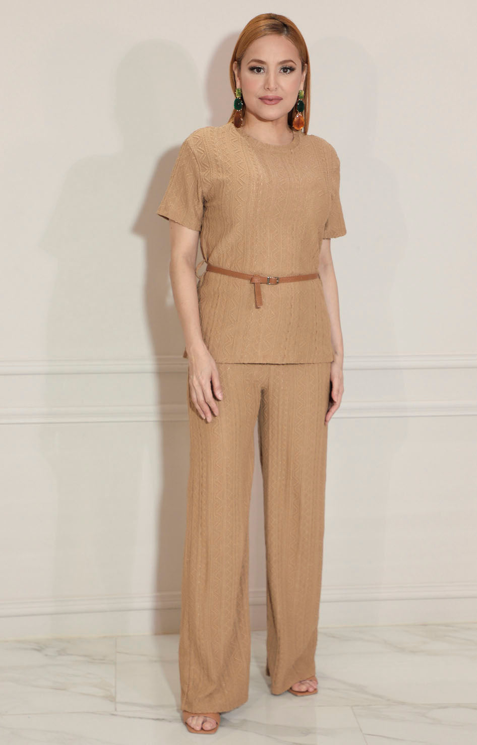 Conjunto beige tejido con cinturón - CONJUNTO Boutiquemirel 