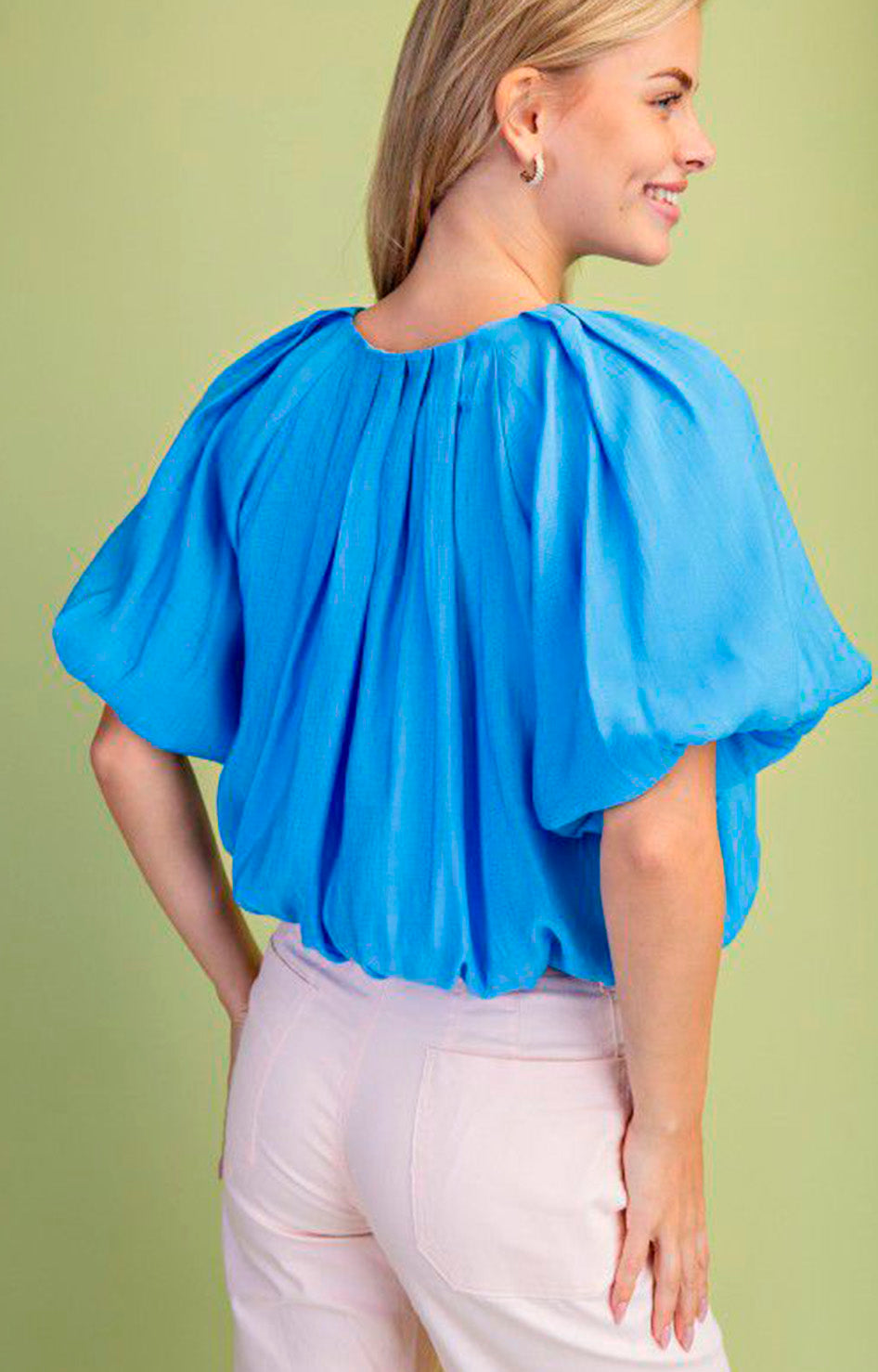 Blusa azul con drapeado - BLUSA REGULAR Boutiquemirel 