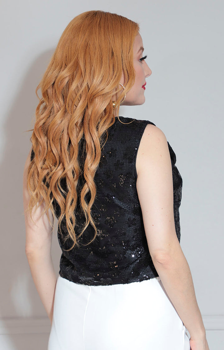 Blusa negra estampada