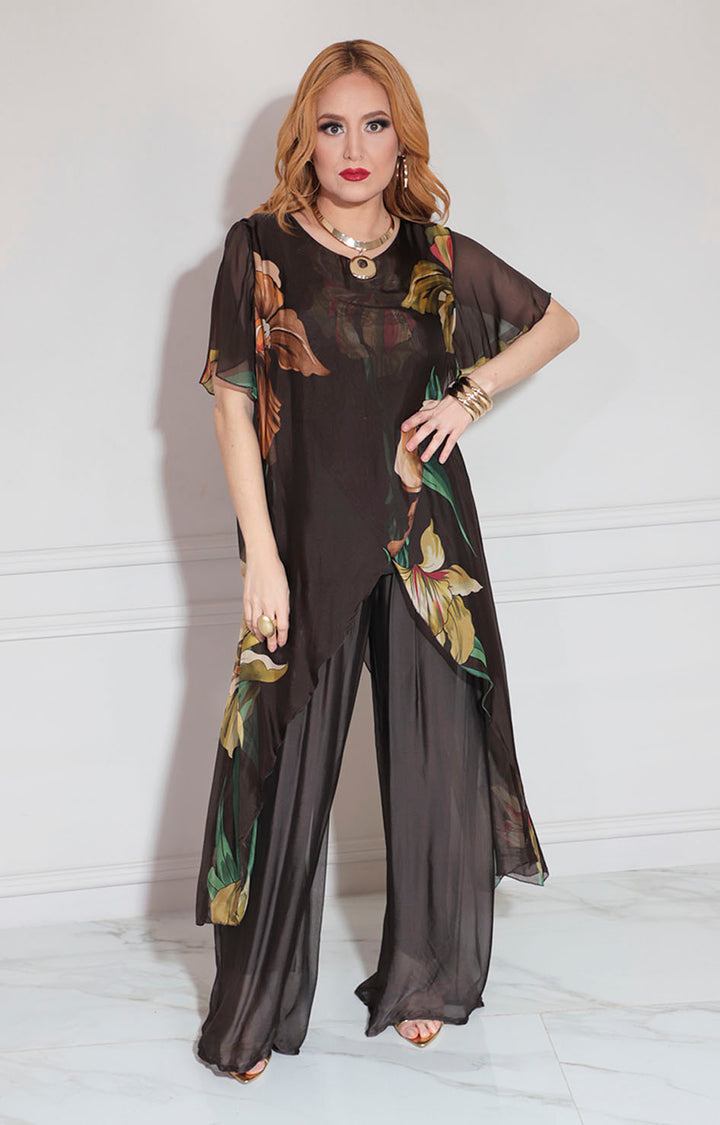 Conjunto café estampado