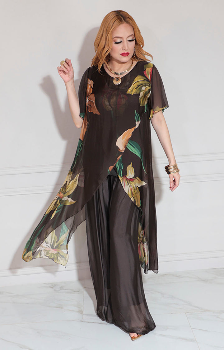 Conjunto café estampado