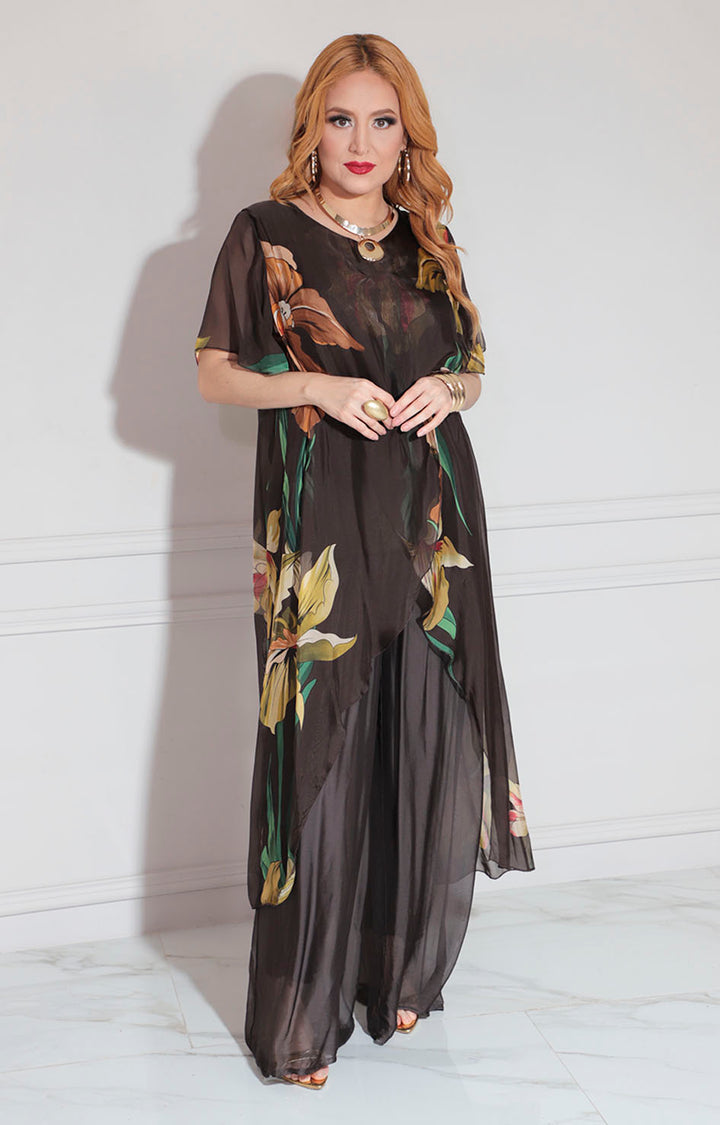 Conjunto café estampado