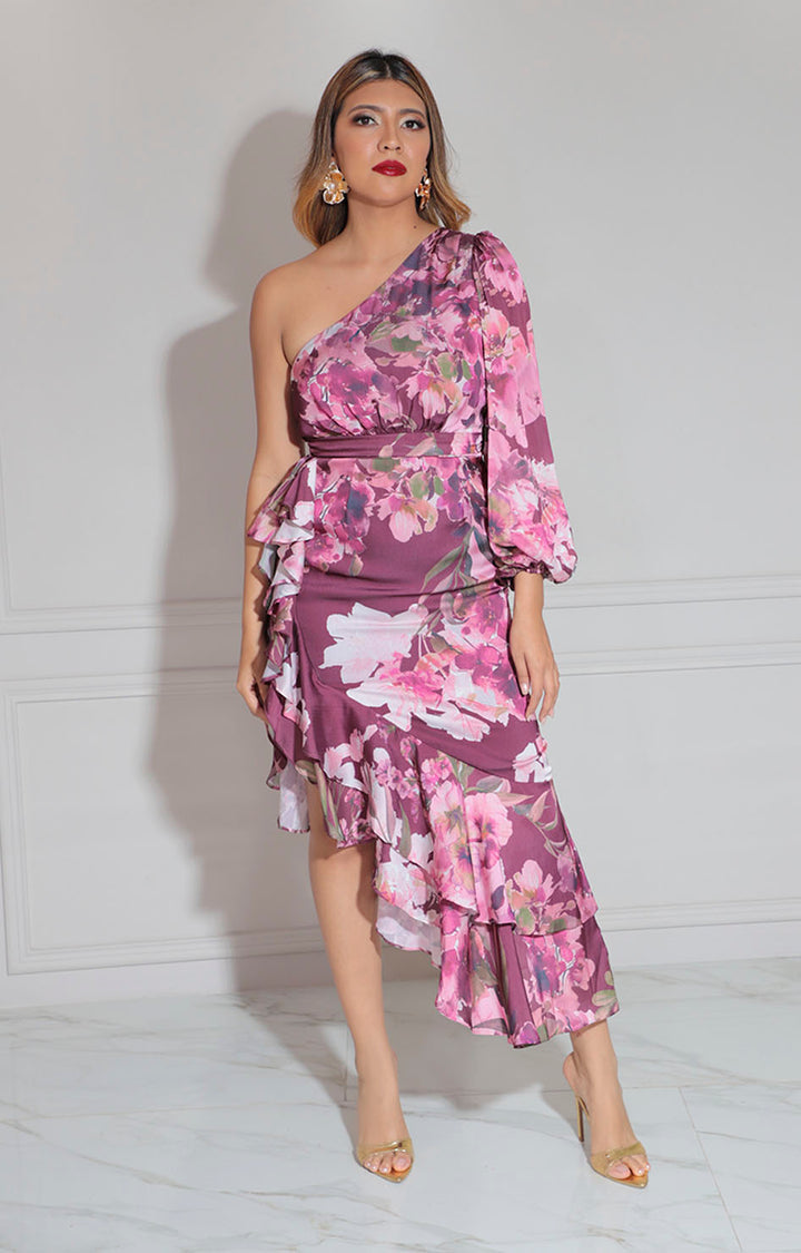 Vestido estampado asimétrico