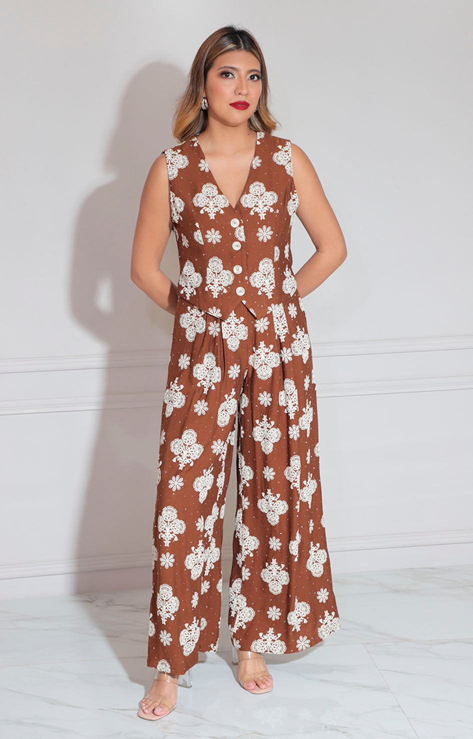 Cojunto café estampado