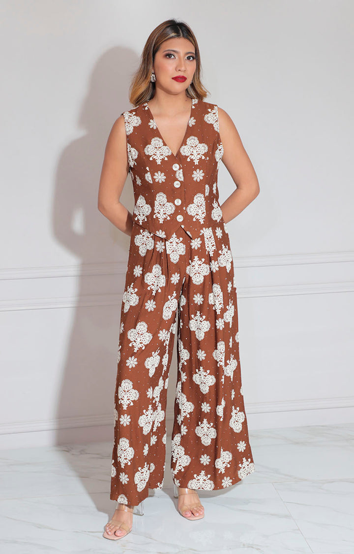 Cojunto café estampado