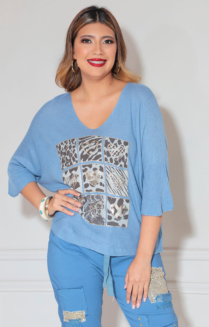 Conjunto azul estampado