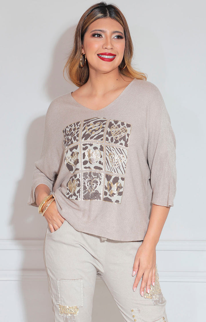 Conjunto beige estampado