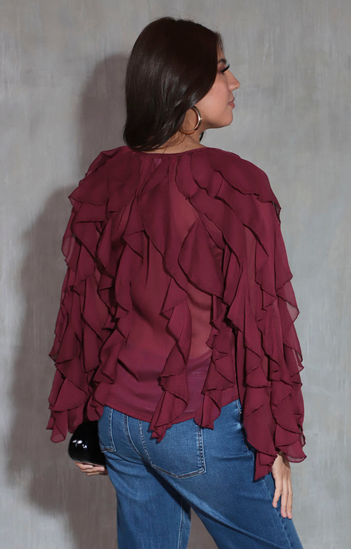 Blusa vino con olanes - BLUSA Boutiquemirel 