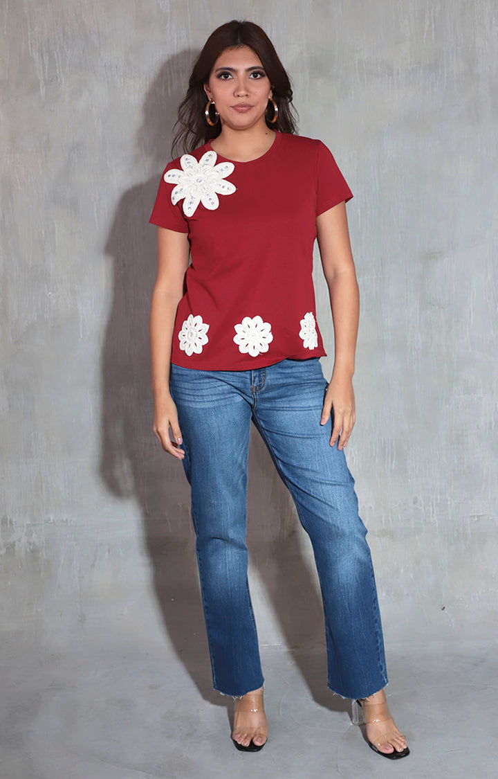 Blusa vino bordada - BLUSA Boutiquemirel 
