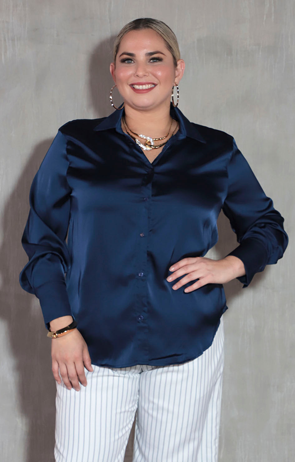 Camisera satinada azul - BLUSA XL Boutiquemirel 