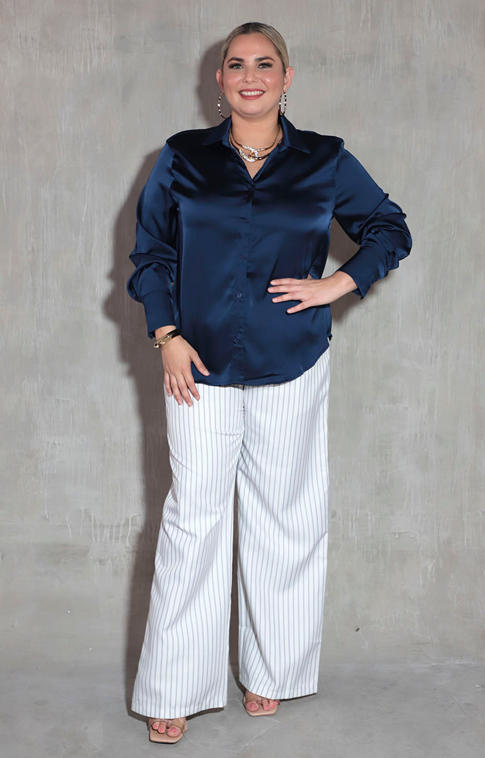 Camisera satinada azul - BLUSA XL Boutiquemirel 