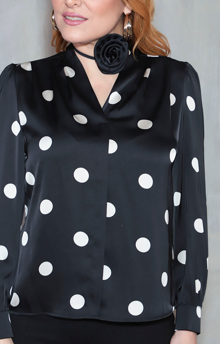 Blusa negra con lunares - BLUSA Boutiquemirel 