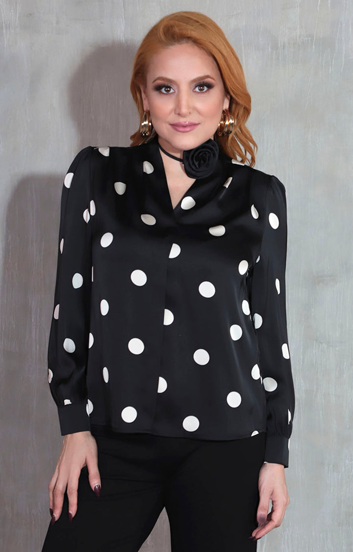 Blusa negra con lunares - BLUSA Boutiquemirel 