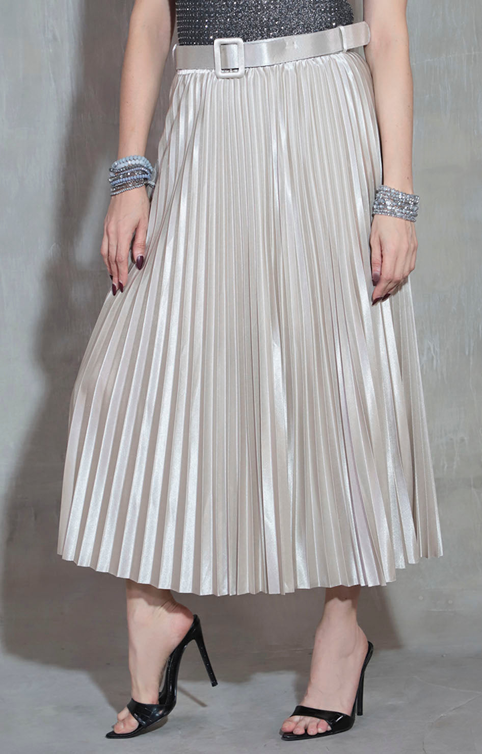 Falda beige metálica - FALDA Boutiquemirel 