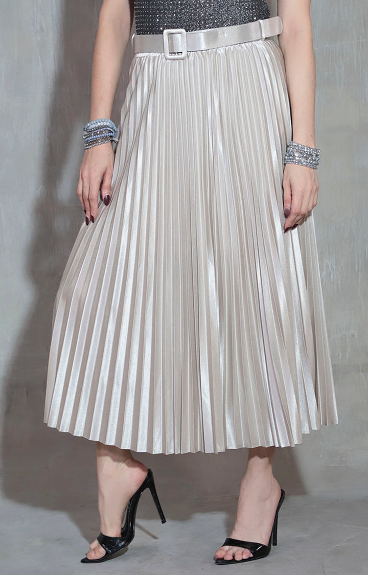 Falda beige metálica - FALDA Boutiquemirel 